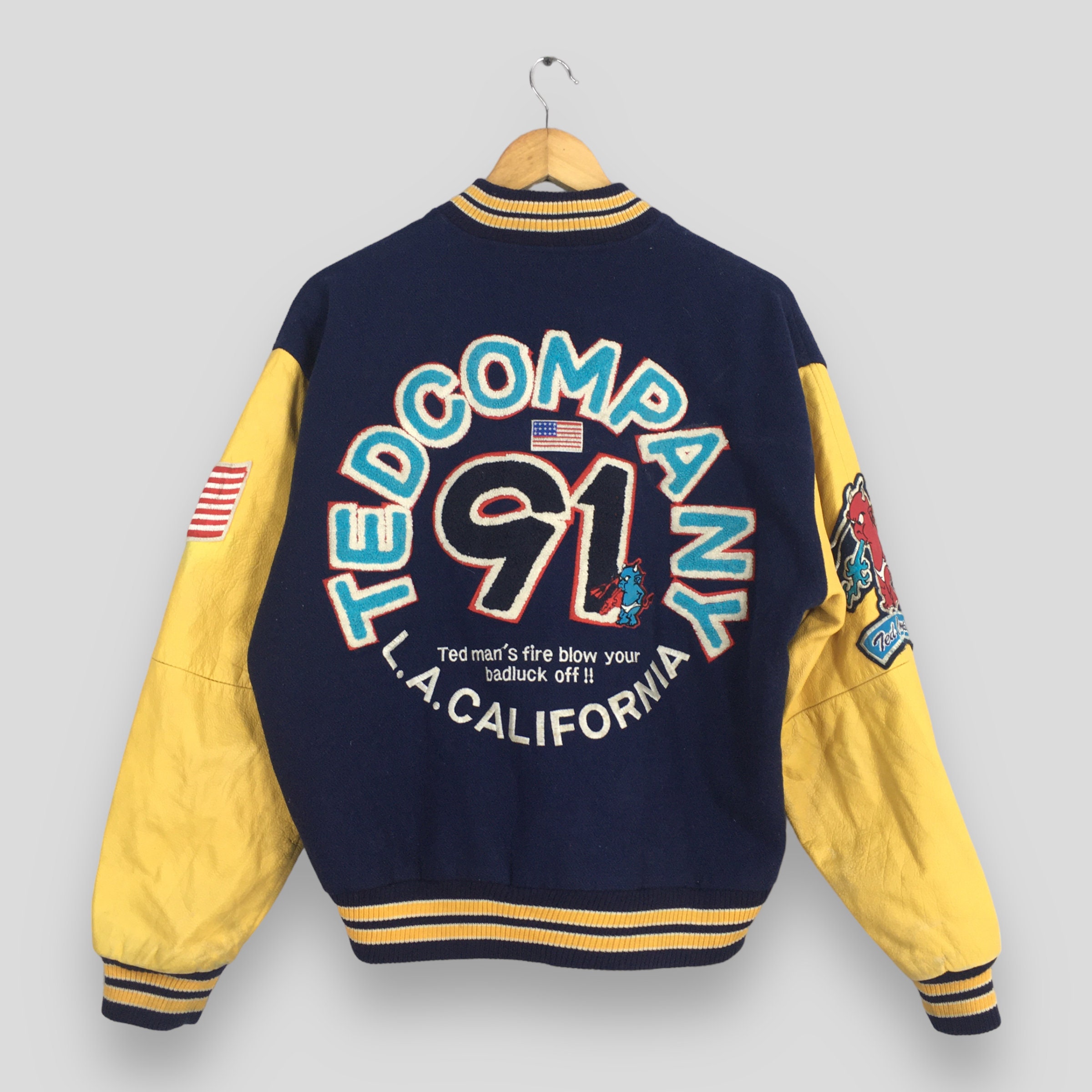 Ted Company スタジャン 42 Vintage 90's Ted Company Leather Varsity Bomber Jacket Large