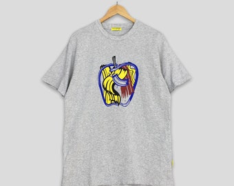 Vintage Roy Lichtenstein penseelstreken Apple 1983 artwork T-shirt grote Lichtenstein popart abstracte Roy Drowning Girl grijs T-shirt maat L