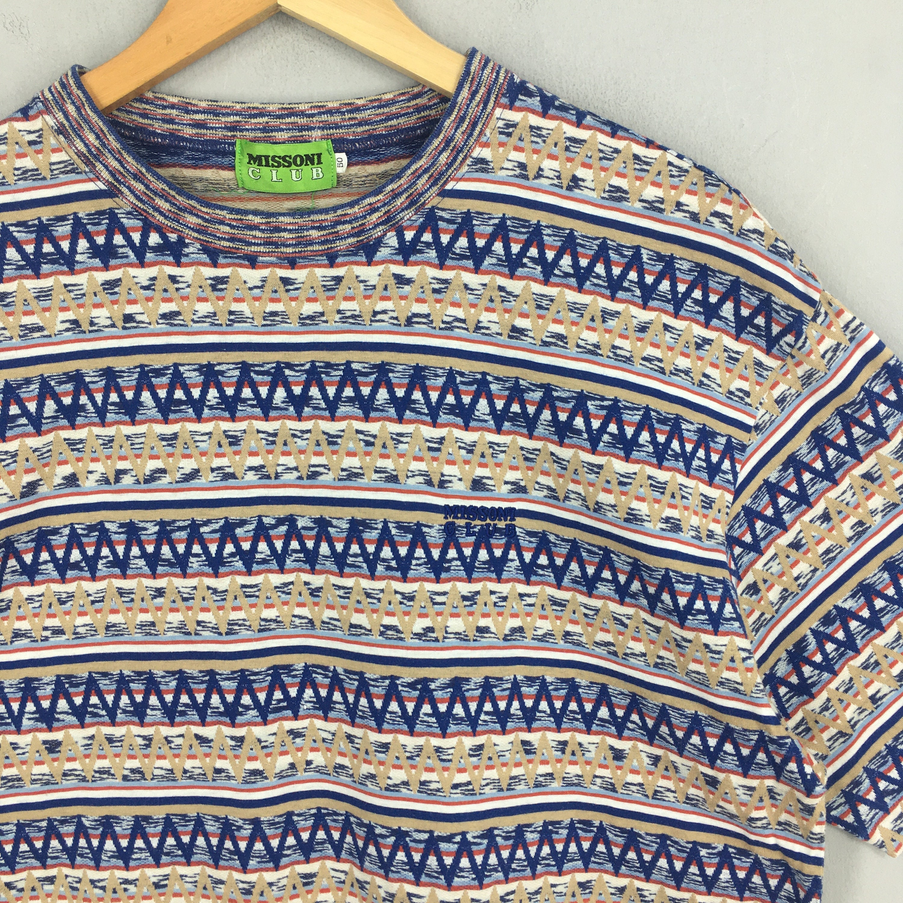 MISSONI SPORT VINTAGE デカロゴ スウェットシャツ Vintage Missoni Sport Striped Tribal Tshirt Large 90's