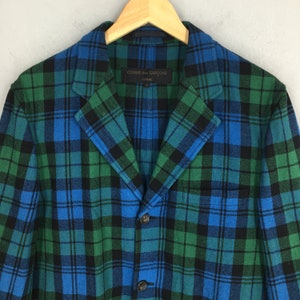 AD2001 Comme Des Garcons Homme Karierter Wollmantel Medium Comme Des Garcons Tartan Kariert Designer Comme Des Garcons Button Blazer Jacke M Bild 2
