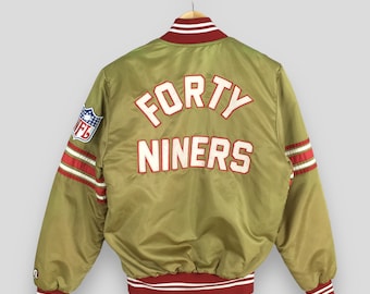 Forty niners 80s Chalk line 49ers Lサイズ Authentic Vintage 49ers ChalkLine Team NFL Gold Satin jacket