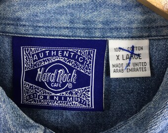 Vintage Hard Rock Cafe Blue Denim Shirt Xlarge HRC Universal