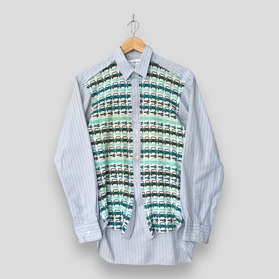 Comme des Garçons, Vintage 2000s Comme Des Garcons Homme Striped Shirt Medium Made In France Comme Des Car Key Patchwork Flannel Japanese Designer Oxfords M
