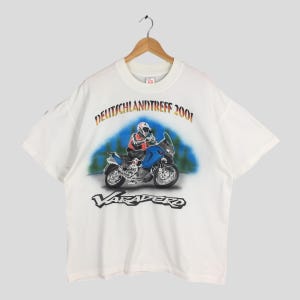 Vintage Honda Varadero Motorcycle White T shirt XLarge Honda Racing Printed Shirt Adventure Touring Motorcycles Art Tee Size XL