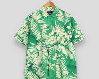 POLO by Ralph Lauren Hawaiian Shirt Green Flower Leaf Vintage Auth 
