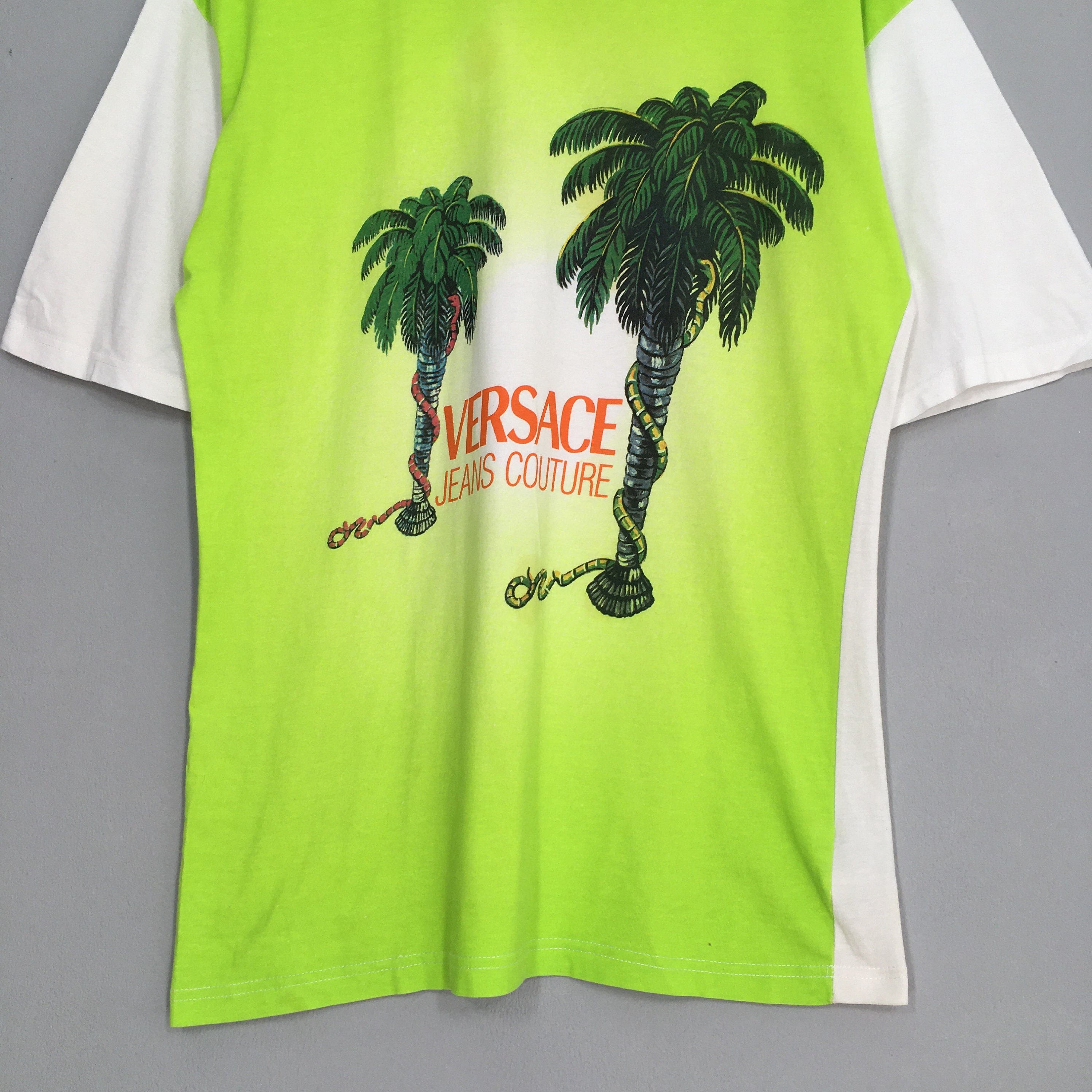Vintage 90's Versace Jeans Couture Palm Tree T Shirt Medium