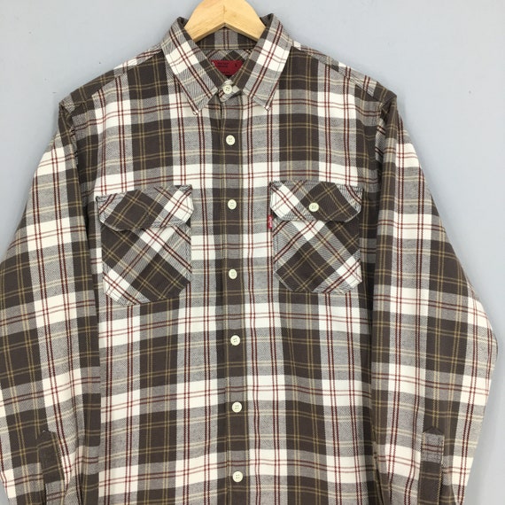 Vintage Levis Strauss camisa de franela a cuadros mediana 90 s