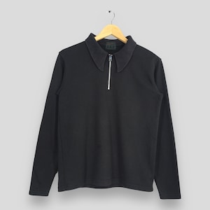 Vintage 90&#39;s AAR Yohji Yamamoto Black T shirt Small Y&#39;s For Men Japanese Designer AAR Yohji Yamamoto Y&#39;s For Men Half Zipper Shirt Size S
