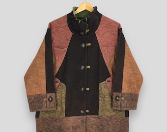 Chaqueta vintage multicolor Giemon Kurume Kasuri XL Cárdigan Giemon Ropa tradicional japonesa Noragi Chaqueta kimono Haori japonesa XL