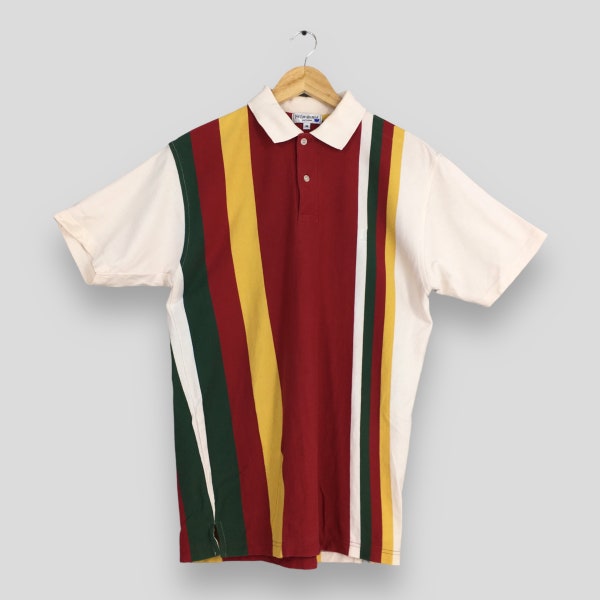 Vintage 90s YSL Yves Saint Laurent Polo Stripes Shirt Medium Designer Ysl Italy Saint Laurent Pour Homme Multicolor Striped Shirt Size M