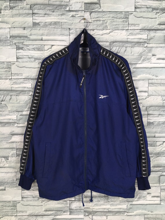 Reebok Sports Windbreaker Jacket Large Blue Vintag