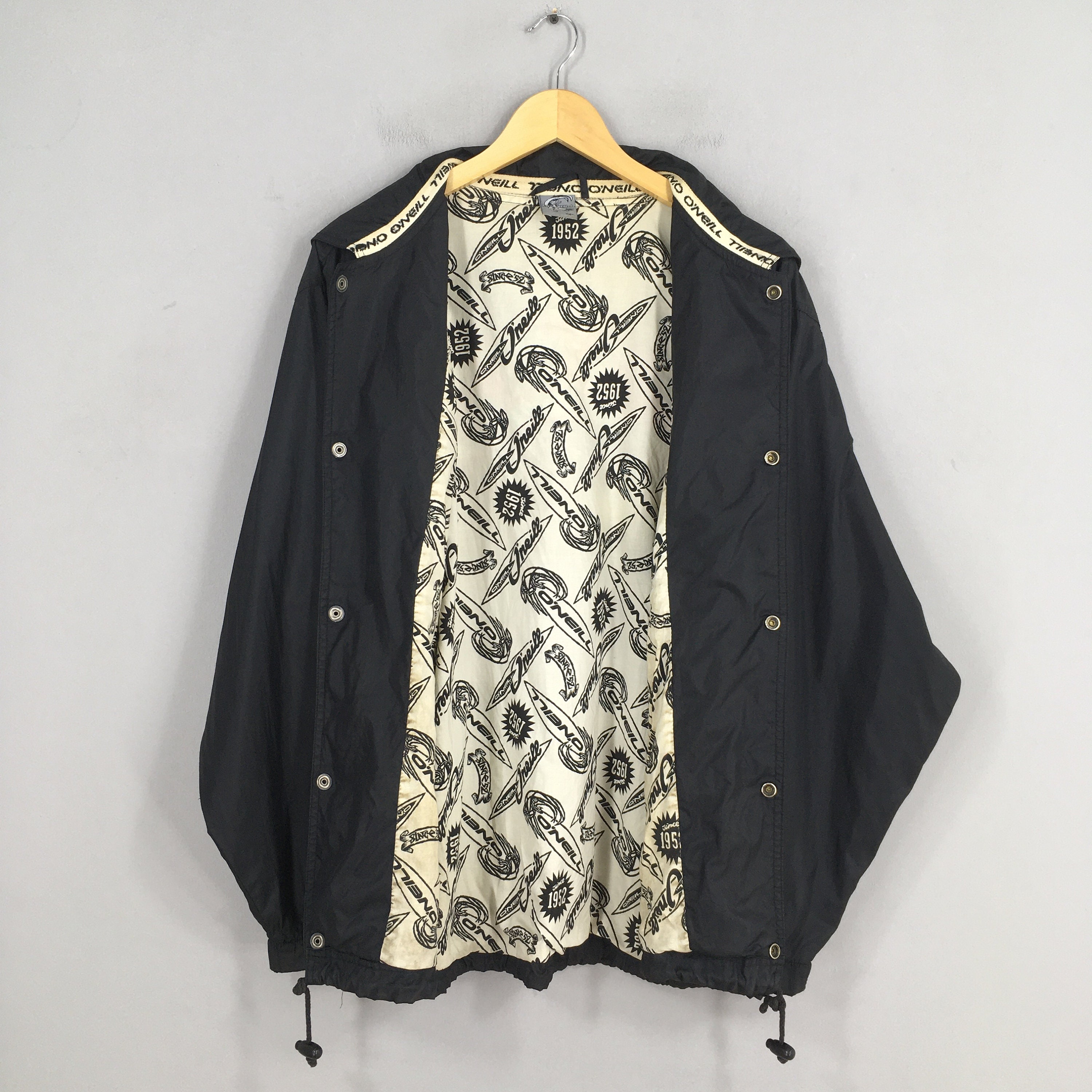 Vintage 90's O'neill Santa Cruz Windbreaker Medium O'neill Black