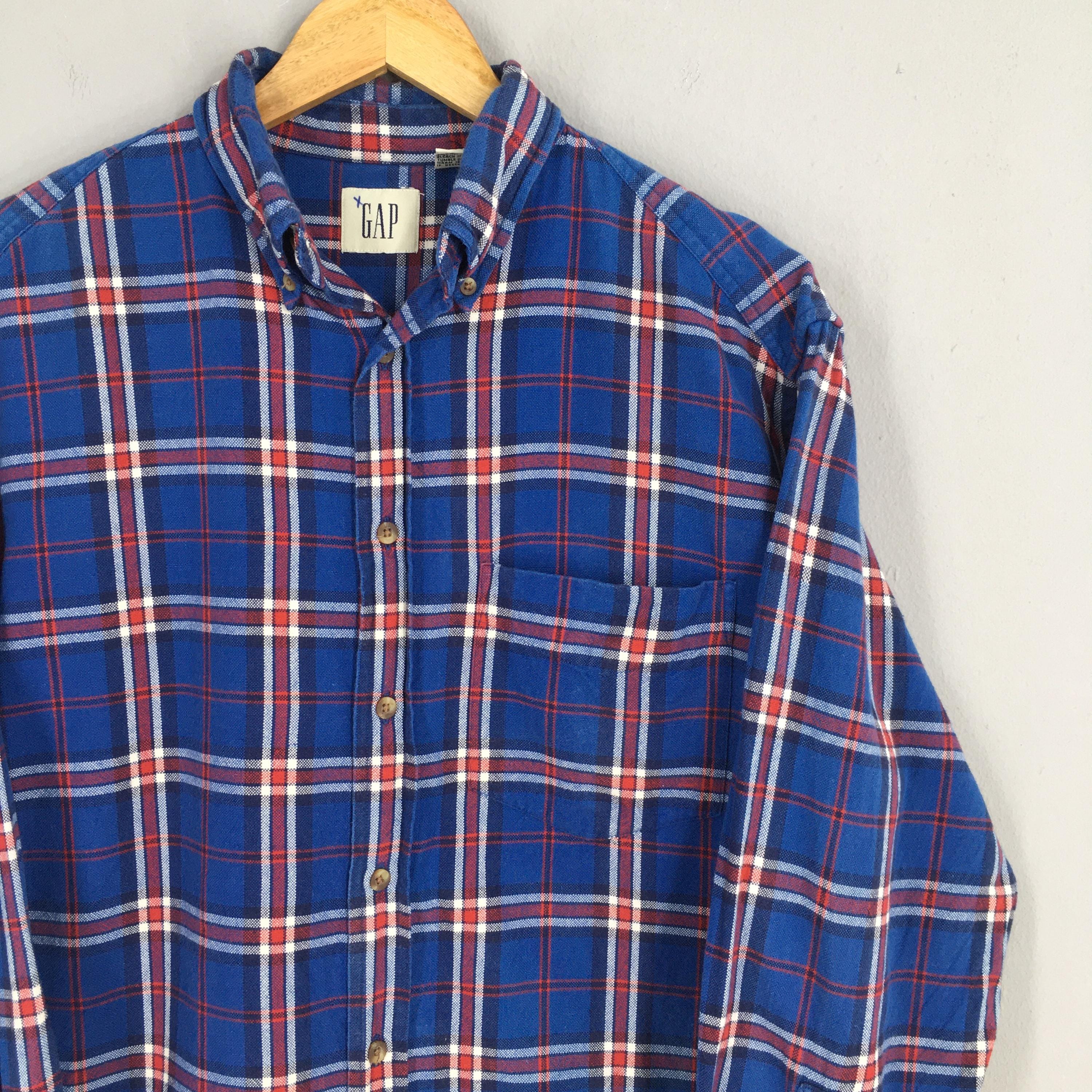 Vintage 90s Gap Plaid Checkered Flannel Shirt Small Gap