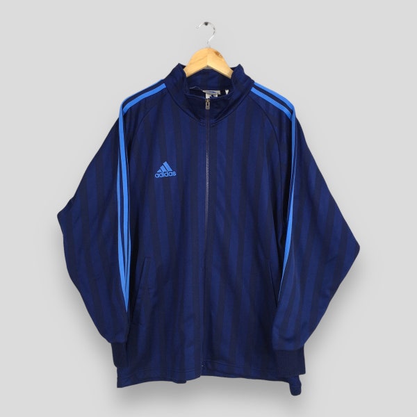 Vintage Adidas Equipment Windbreaker Jacket XLarge 90s Adidas Three Stripes Blue Track Top Y2K Adidas Outerwear Zipper Jacket Size XL