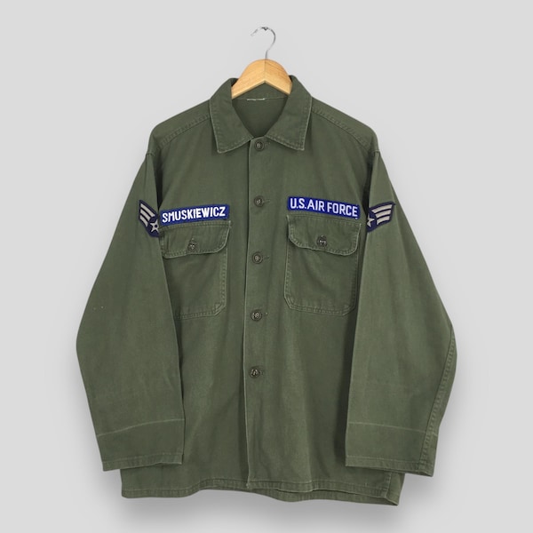 Vintage Us Air Force OG-107 Utility Fatigue Shirt XLarge 1970s Us Army Green Casual Military Flannel 2nd Infantry Division Button Up Size XL