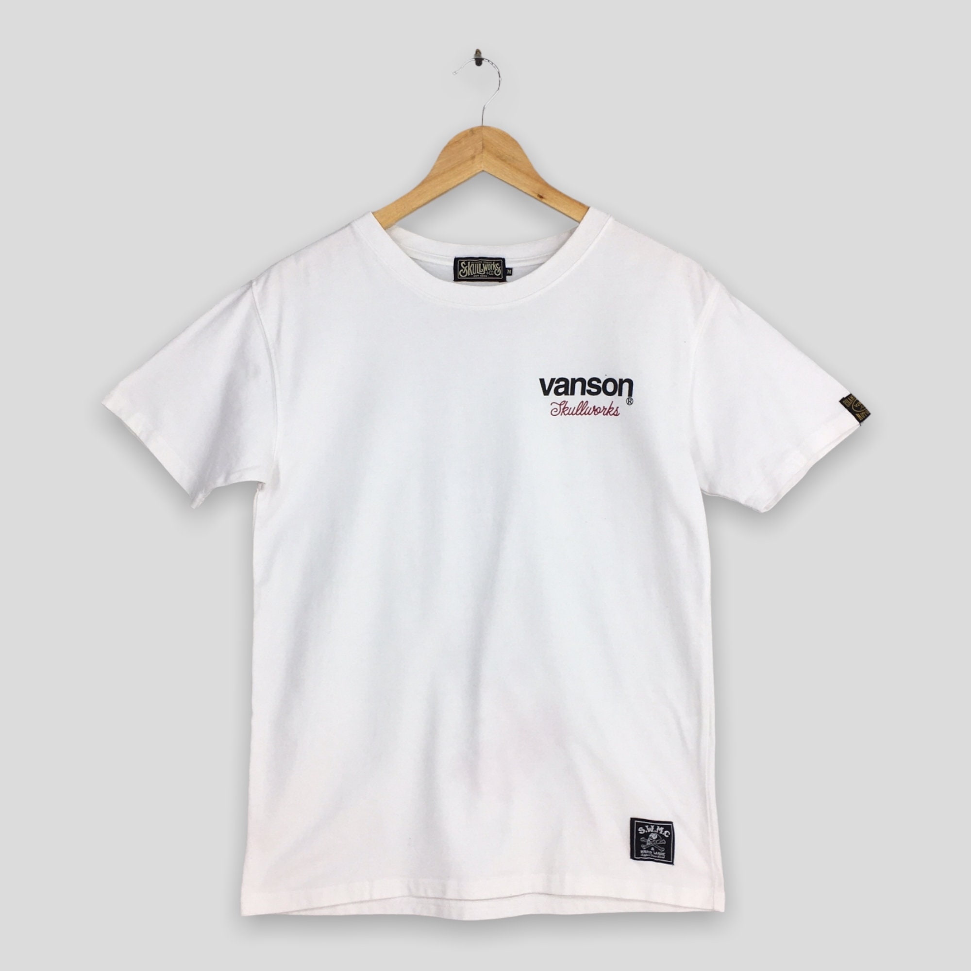 トップス Vanson skull back design tee Vintage 90's Vanson Leather Skull Works Motorcycles Biker