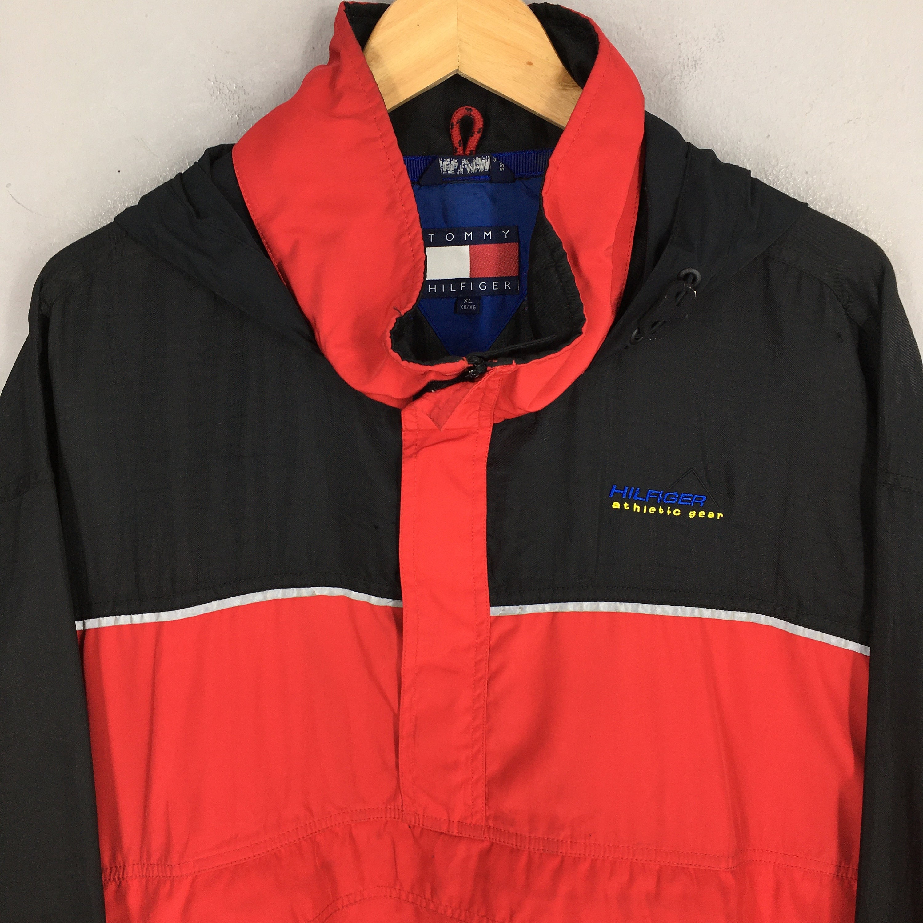 Vintage Tommy Hilfiger Red Hoodie Jacket Xlarge 90