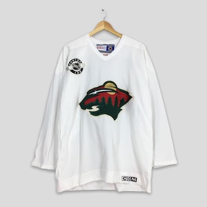 New NHL Minnesota Wild old time jersey style mid weight cotton hoodie men's  M