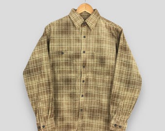 Vintage 90er Jahre Adler Club Kariertes Braunes Hemd Flanell Medium Adler Club Kariertes Schatten Tartan Flanell Herren Casual Button Down Shirt Größe M