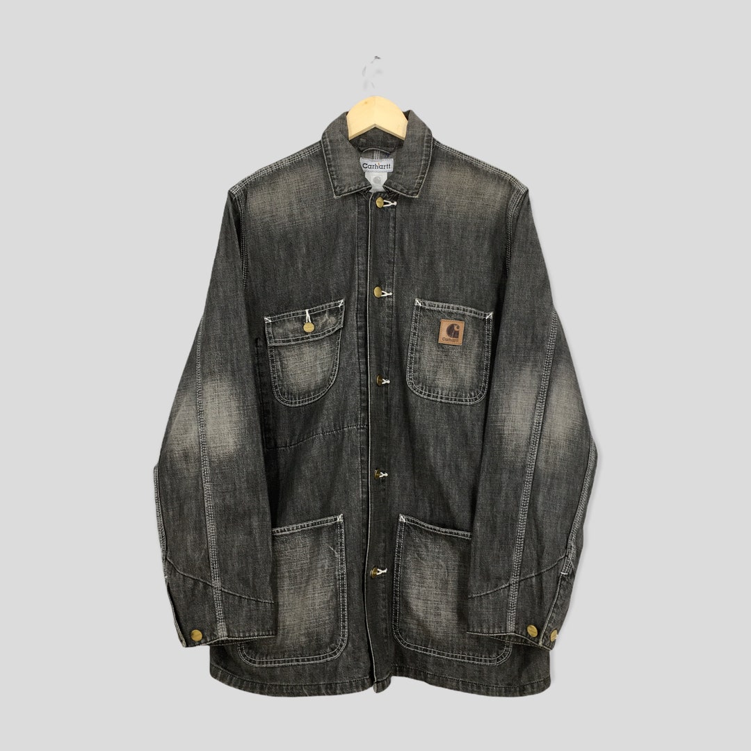 Vintage 90s Carhartt Stone Washed Workwear Jacket Black Vintage 90s Carhartt Stone Washed Workwear Jacket Black