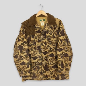 Vintage 70s Game Winner Hunting Duck Camo Jacket Medium 1980s Us Military Army Camouflage Canvas Pattern Brown Army Combat Jacket Size M