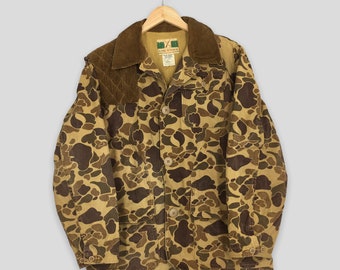 Vintage 70s Game Winner Hunting Duck Camo Jacket Medium 1980s Us Military Army Camouflage Canvas Pattern Brown Army Combat Jacket Size M
