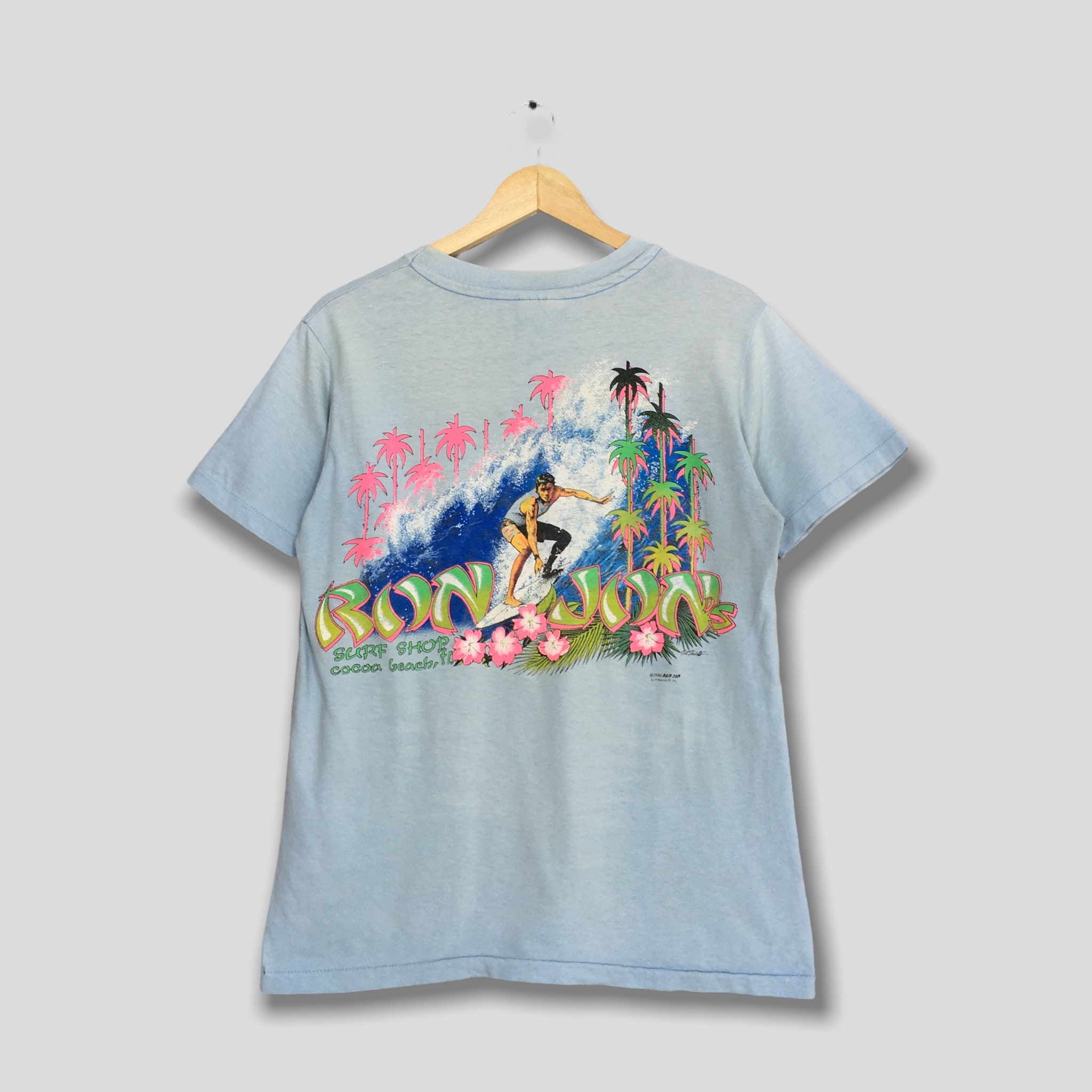 Vintage 1980s Ron Jon Surf Shop Surfing Tshirt Medium Hawaiian Ron