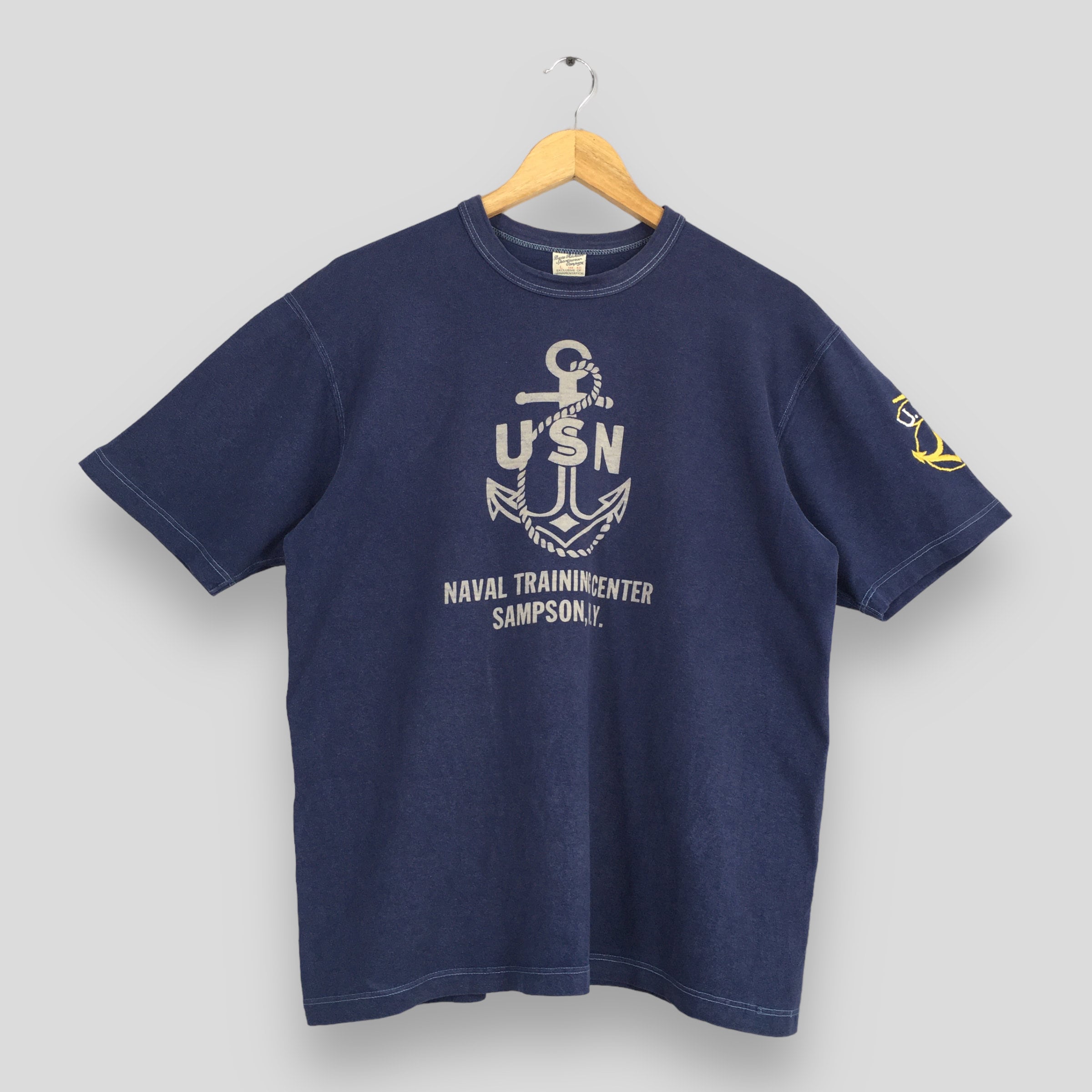 Vintage 90's Buzz Rickson Usn Blue T Shirt Large Buzz Rickson Usn