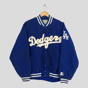 Vintage 90&#39;s LA Dodgers MLB Stadium Varsity Blue Jacket Medium Baseball Los Angeles Dodgers Embroidered Nomo Bomber Dodgers Button Coat M