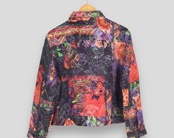 Vintage 90s Baroque Abstract Psychedelic Multicolor Jacket Small