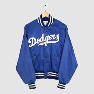 Vintage LA Dodgers MLB Stadium Varsity Satin Jacket Medium Baseball Los Angeles Dodgers Embroidered Blue Bomber Jacket Dodgers Coat Size M