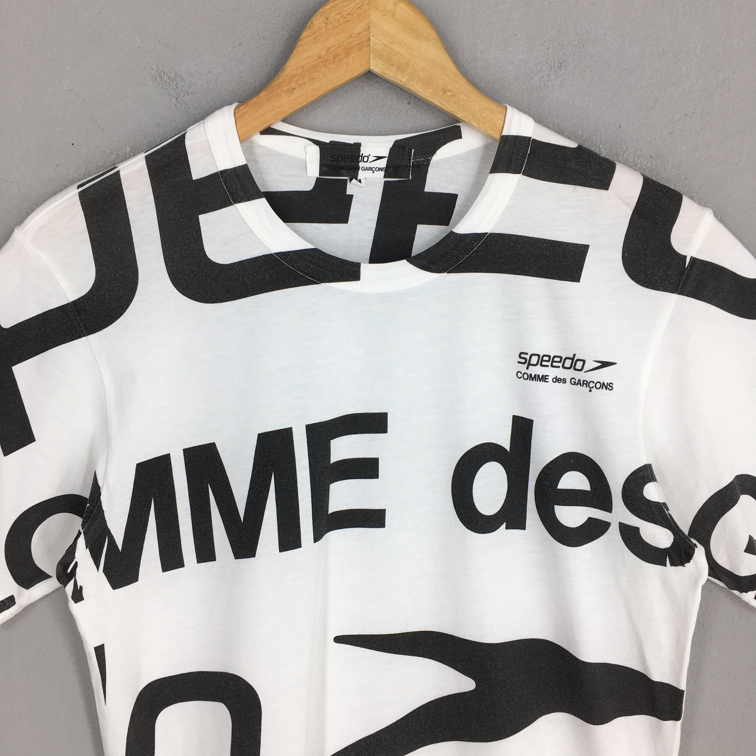 Comme Des Garcons Speedo Overprinted White T Shirt Medium Comme Des Garcons Speedo Overprinted White T Shirt Medium