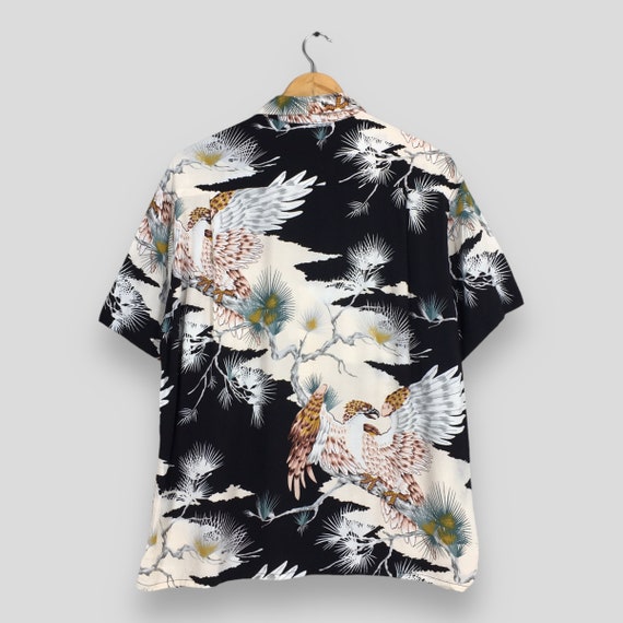 Vintage Hawaiian Aloha Japanese Eagles Rayon Shir… - image 7