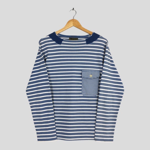 Vintage 90s Nigel Cabourn Striped Blue Shirt Medium Nigel Cabourn