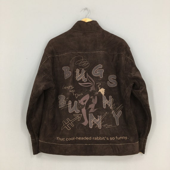 Vintage 90s Bugs Bunny Rabbit Jacket Sherpa Large