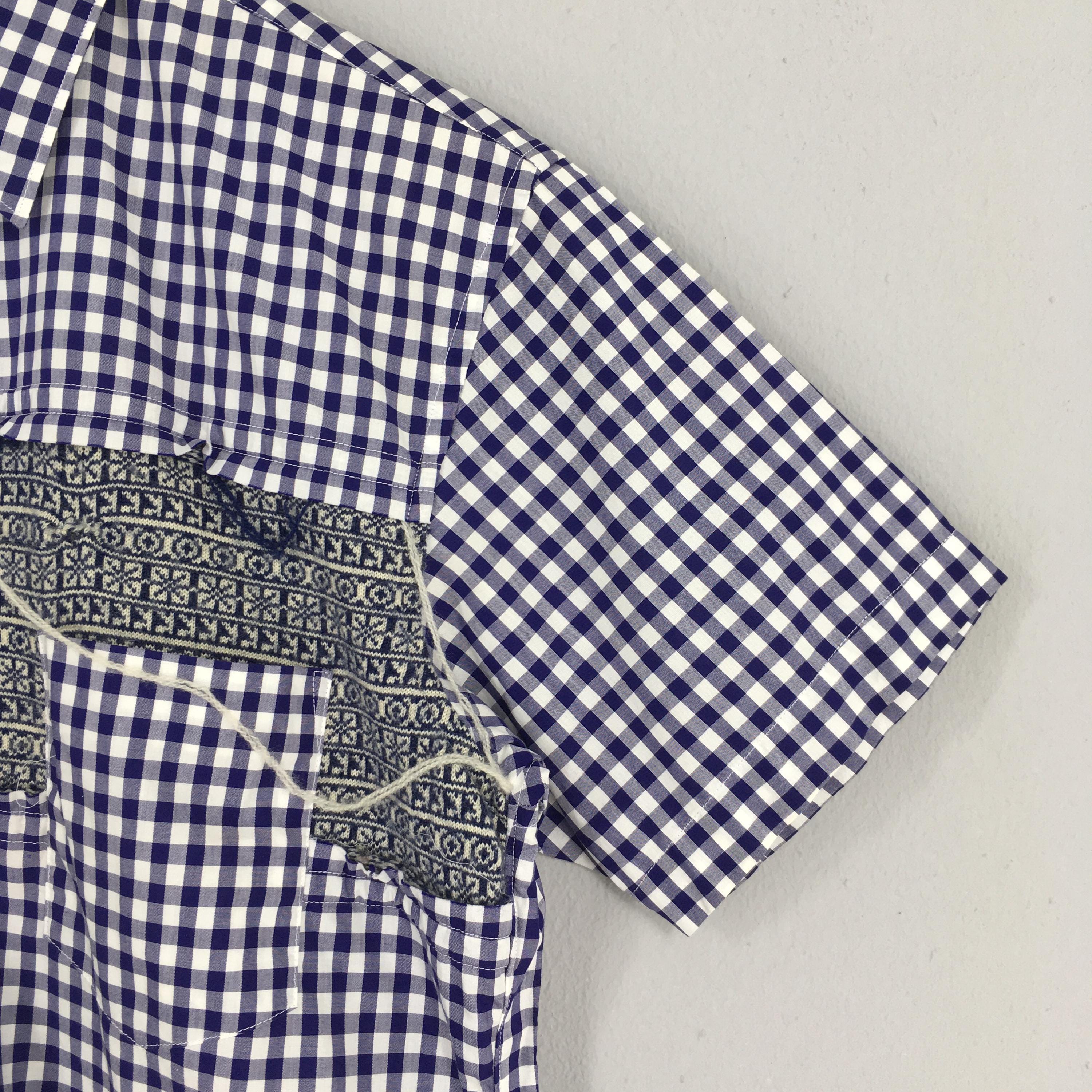 Vintage 90s Comme Des Garcons Shirt Checkered Blue Shirt Xsmall