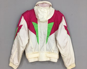 Vintage Sci Paradisea Bomber Hooded Ski Wear Jacket Medium Vintage Sci Paradisea Bomber Hooded Ski Wear Jacket Medium