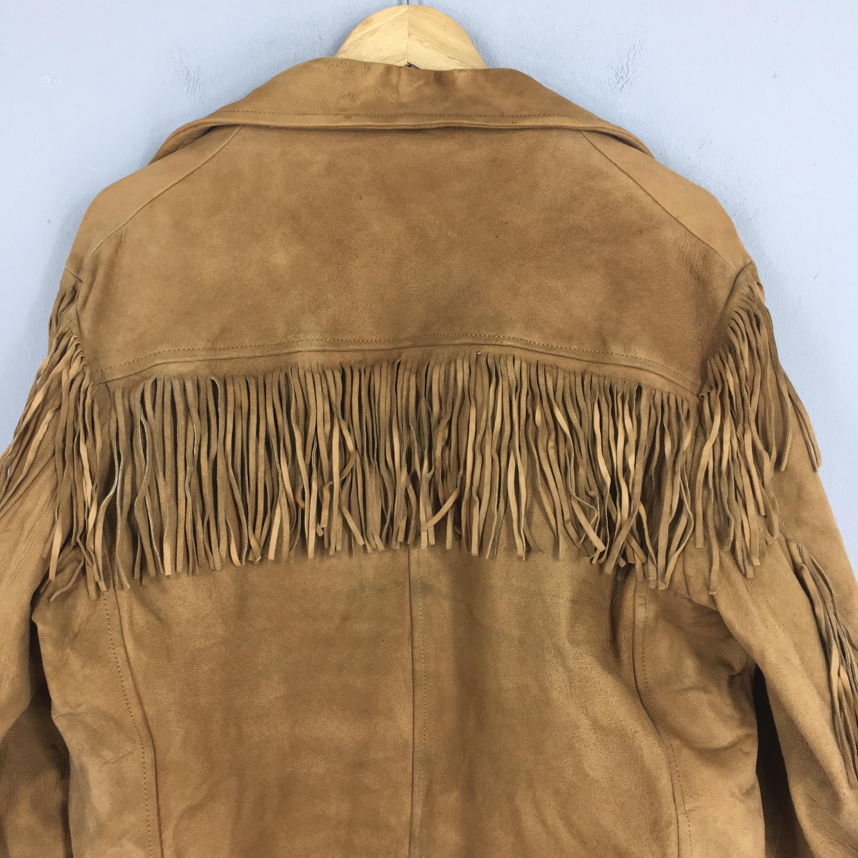 Vintage 1960's Sears Roebuck Fringe Jacket Medium Tan