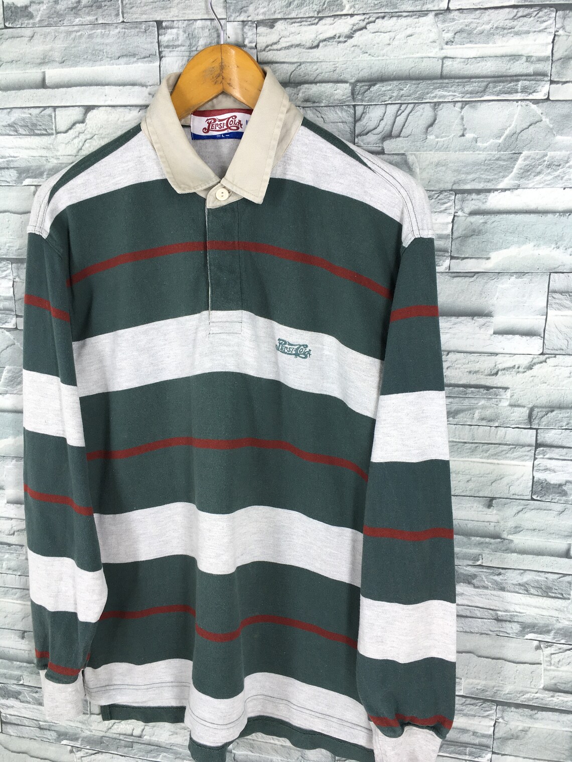 Vintage Pepsi Cola Polo Rugby Shirt Large 1990's Etsy