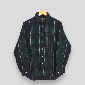 Koszula flanelowa w stylu retro z lat 80. w kolorze czarnym, w stylu western rodeo, kowbojskim, z lat 50., haftowana ściegiem łańcuszkowym, z guzikami, rozmiar M