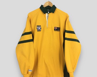 Vintage 90s  Australian World Rugby Yellow Polo Shirt XLarge Rugby Union Australian Barbarian Wallabies Barbarian Polo Rugby Shirt XL