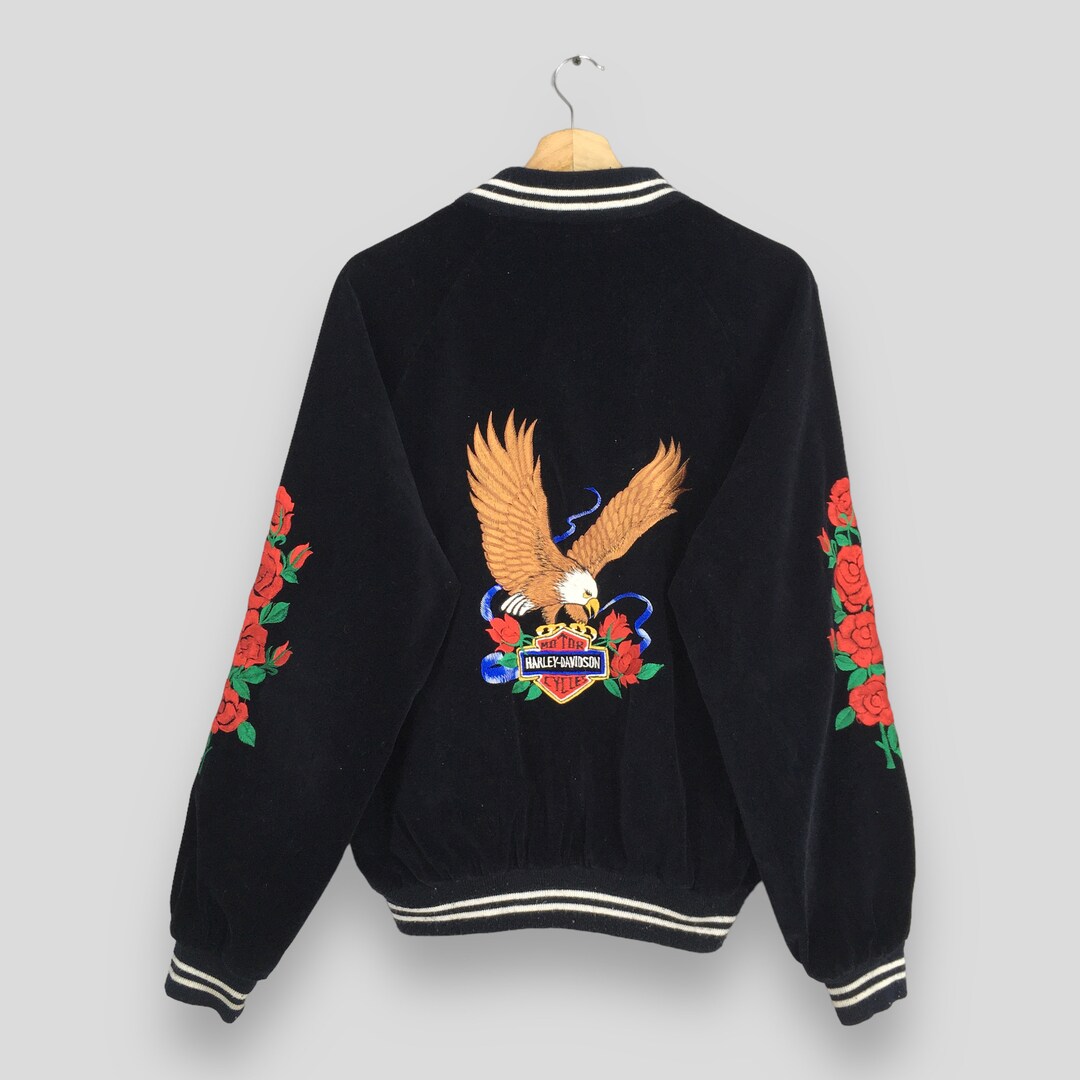 Vintage 80s Sukajan Eagles Harley Davidson Souvenir Jacket