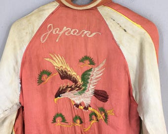 Vintage 1950's Sukajan Japan Phoenix Eagle Jacket Small Sukajan
