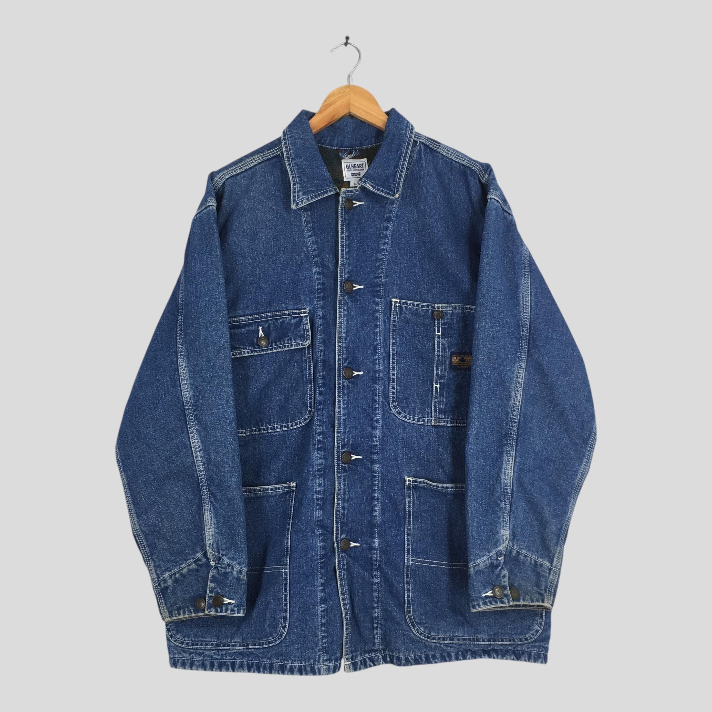 Vintage 1980's GL Heart Sanforized Denim Worker Jacket Large Union
