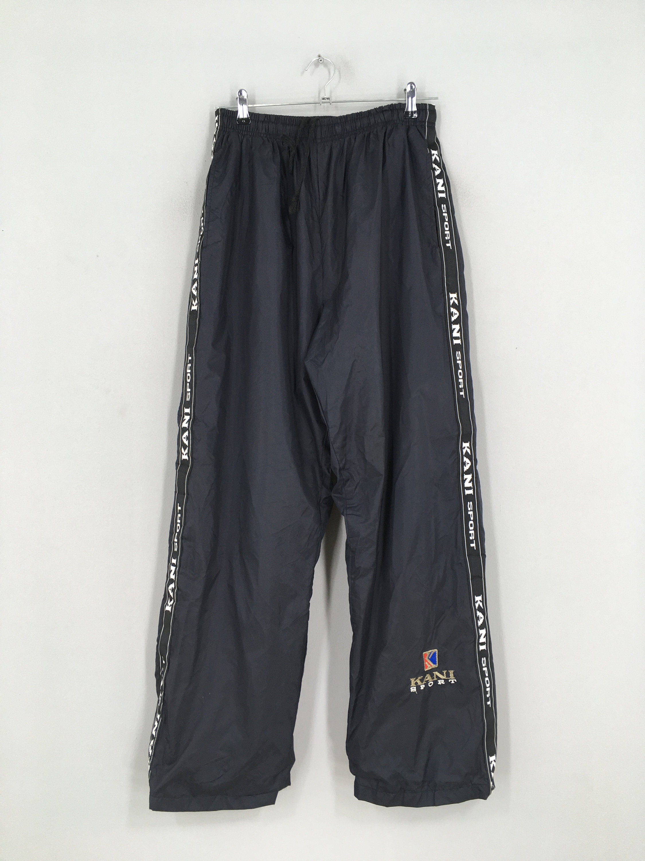 Vintage Karl Kani Sport Tracksuit Pants Black 90 s Kani Side Tapes