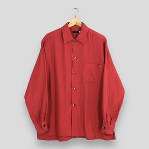 Vintage Ships Japan Worker Frenchwork Red Shirt Large Workwear French Work Jacket Casual Menswear Work Button Down Cotton Flannel Size L