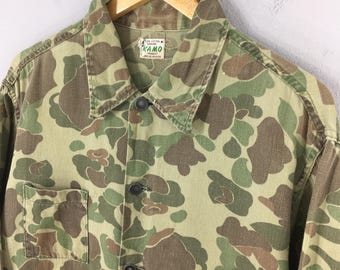 Vintage 60s Kamo Frogskin Duck Hunter Green Jacket Medium 1970s Us