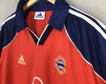 Vintage 1999-2000 Adidas FC Bayern Munich Red Jersey Medium 90s