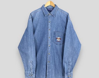 ハードロックカフェ ラスベガス USA古着 90 デニム シャツ ブルー ギター ハードロックカフェ ラスベガス USA古着 90 デニム シャツ ブルー ギター