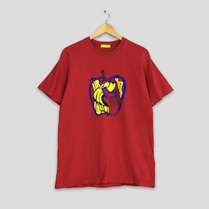 Vintage Roy Lichtenstein Brushstrokes Apple 1983 Artwork T Shirt Large Pop Art Abstract Roy Lichtenstein Artwork Red Tees Size L